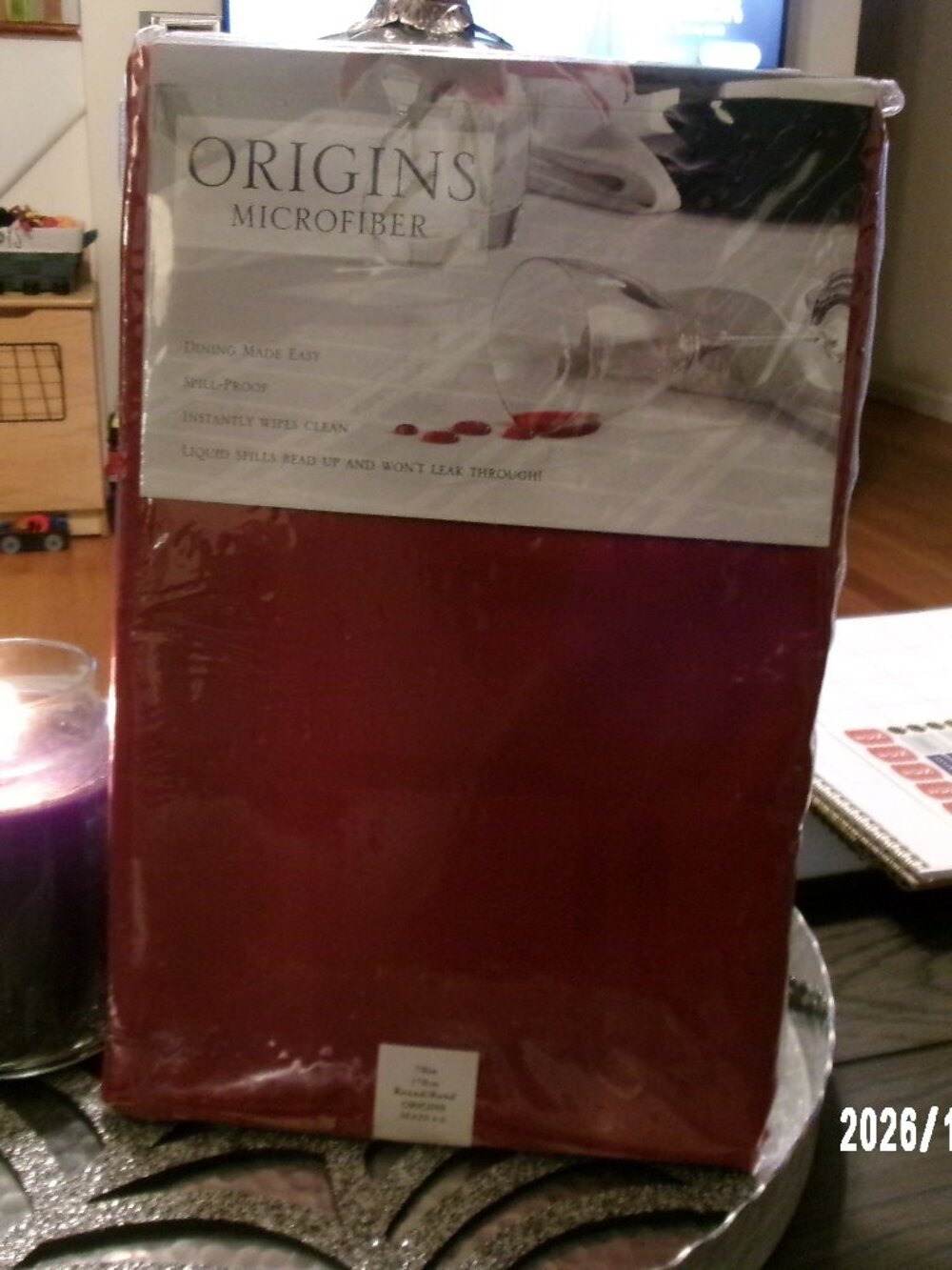 Origins Microfiber Spill-Proof Tablecloth Ruby Red Round 70” 178cm seats 4-6